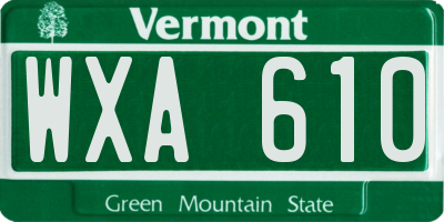 VT license plate WXA610