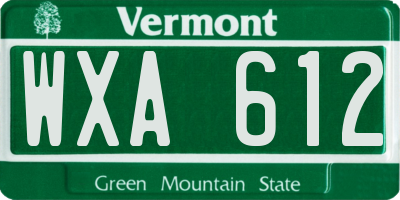 VT license plate WXA612