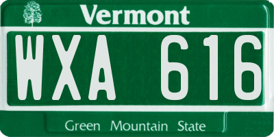 VT license plate WXA616
