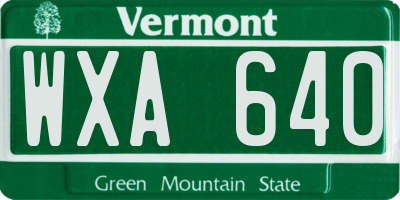 VT license plate WXA640