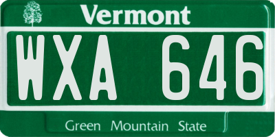 VT license plate WXA646