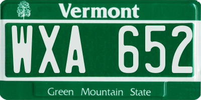 VT license plate WXA652
