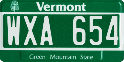 VT license plate WXA654