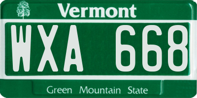 VT license plate WXA668