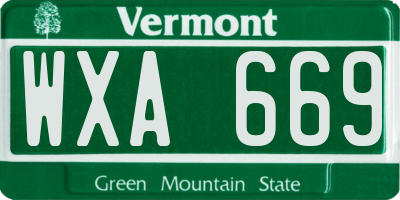 VT license plate WXA669