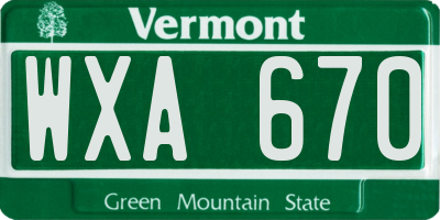 VT license plate WXA670