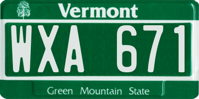 VT license plate WXA671