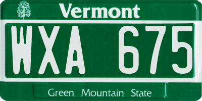 VT license plate WXA675