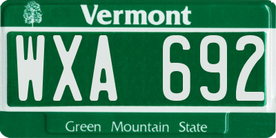 VT license plate WXA692