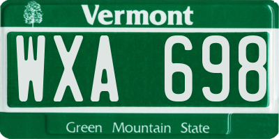 VT license plate WXA698