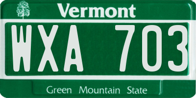 VT license plate WXA703