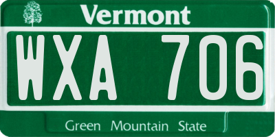 VT license plate WXA706