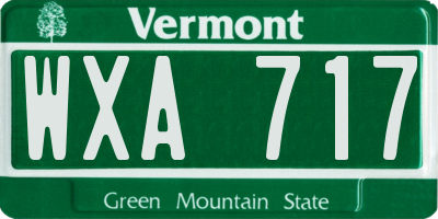 VT license plate WXA717