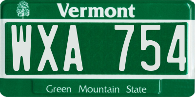 VT license plate WXA754
