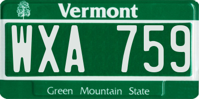 VT license plate WXA759