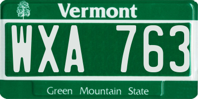 VT license plate WXA763