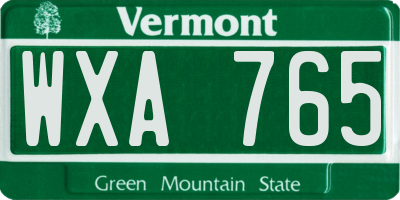 VT license plate WXA765