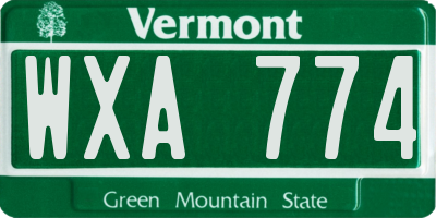 VT license plate WXA774