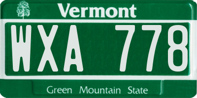 VT license plate WXA778