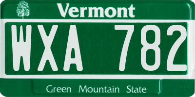 VT license plate WXA782