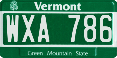 VT license plate WXA786