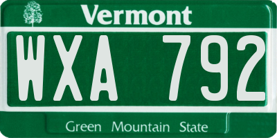 VT license plate WXA792