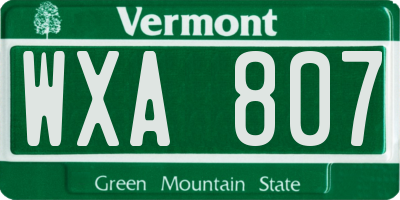 VT license plate WXA807