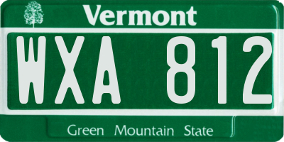 VT license plate WXA812