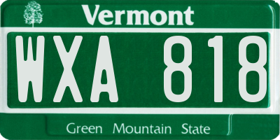 VT license plate WXA818