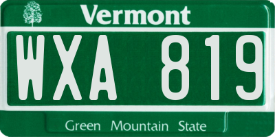 VT license plate WXA819