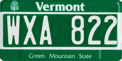 VT license plate WXA822