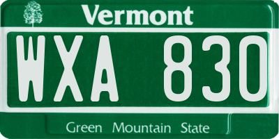 VT license plate WXA830