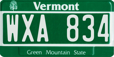 VT license plate WXA834