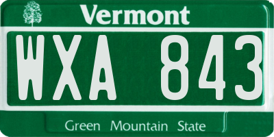 VT license plate WXA843
