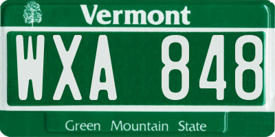 VT license plate WXA848