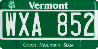 VT license plate WXA852