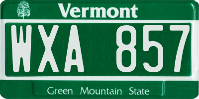 VT license plate WXA857