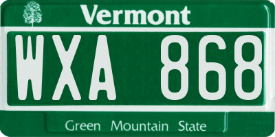 VT license plate WXA868