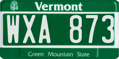 VT license plate WXA873