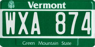 VT license plate WXA874
