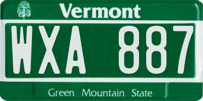 VT license plate WXA887