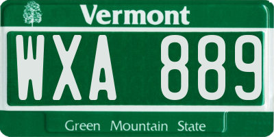 VT license plate WXA889