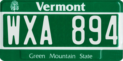 VT license plate WXA894