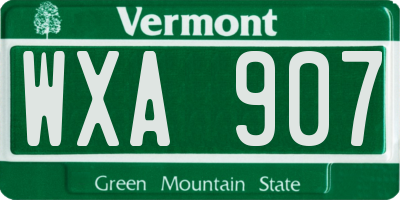 VT license plate WXA907