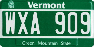 VT license plate WXA909