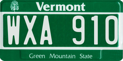 VT license plate WXA910