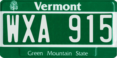 VT license plate WXA915