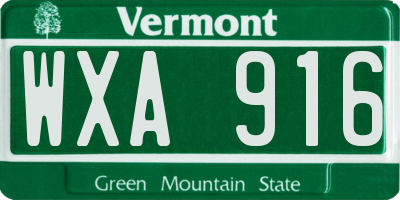 VT license plate WXA916
