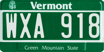 VT license plate WXA918