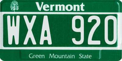 VT license plate WXA920